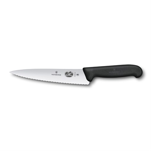 Нож разделочный VICTORINOX Fibrox с волнистым лезвием 19 см, чёрный - фото 355554