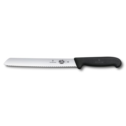 Нож для хлеба VICTORINOX Fibrox с волнистым лезвием 21 см, чёрный - фото 355556