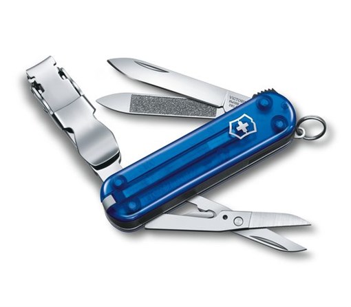 Нож-брелок VICTORINOX NailClip 580, 65 мм, 8 функций, полупрозрачный синий - фото 355862