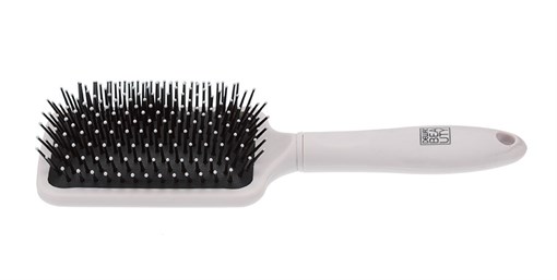 Щетка массажная Dewal Beauty серия "Прованс" с пластиковым штифтом, квадратная, пудровая, 13 рядов - фото 357001