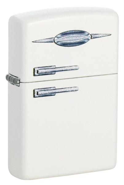 Зажигалка ZIPPO Retro Fridge Design с покрытием White Matte, латунь/сталь, серебристая, 38x13x57 мм - фото 357092