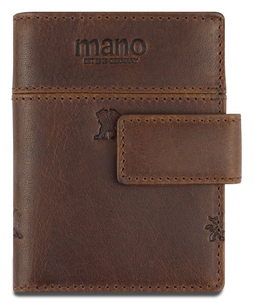 Портмоне Mano "Don Leon", натуральная кожа в коричневом цвете, 8,5 х 10,2 см - фото 357559
