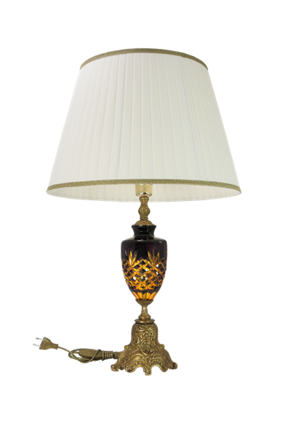 Лампа настольная интерьерная на бронзовом основании с тканевым абажуром - фото 369683