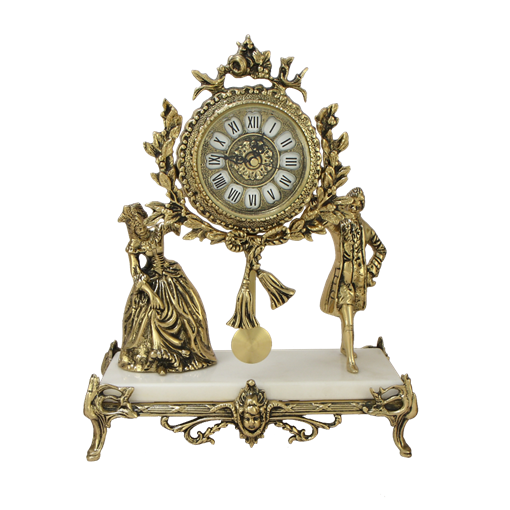 Часы каминные Пастораль на мраморной подставке - фото 369684