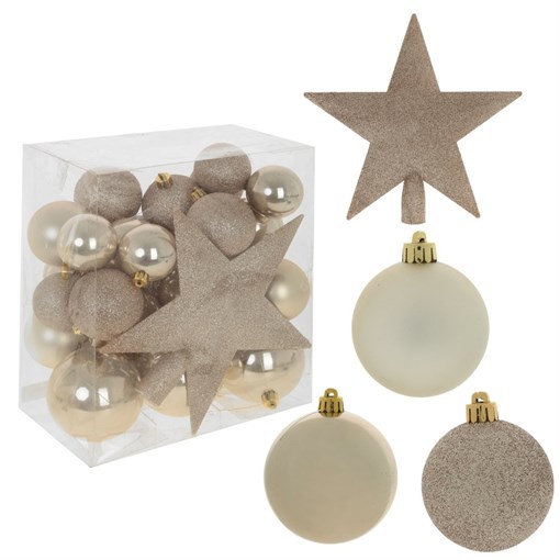 Украшение новогоднее "Шар и звезда", набор из 30 шт + 1 звезда, L21 W16 H26 D20/8/6/5/4/3 см - фото 372033