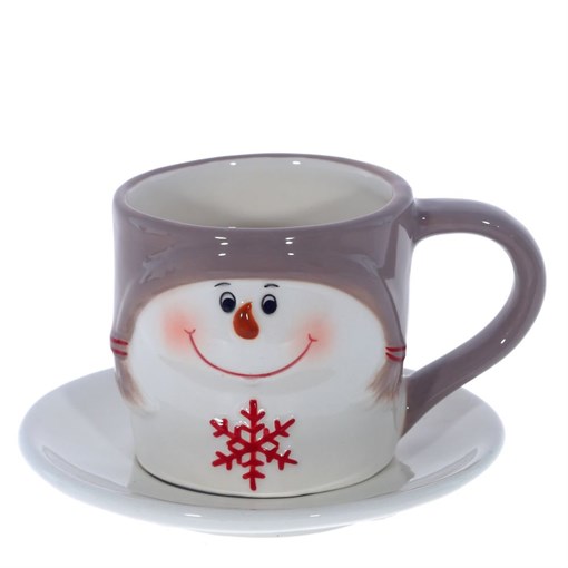 Чашка с блюдцем "Снеговик", 150 мл,  L13 W12 H8 см - фото 372380
