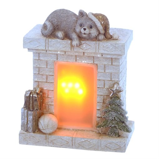 Фигурка декоративная "Камин" с подсветкой(АААх2, не вход.), L14,5 W8,5 H17,5 см - фото 372384