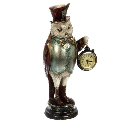 Фигурка декоративная "Сова" с декоративными часами, L12 W9,5 H29,5 см - фото 372712