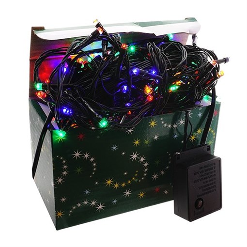 Электрогирлянда комн. (бахрома), L1 H1м, 80 разноцветных LED ламп 4W, 8 реж.свеч, шнур зеленый 1,5 м - фото 372731