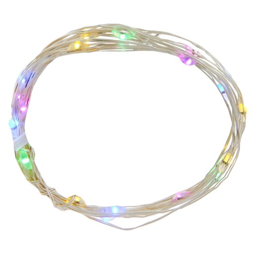 Электрогирлянда (20 разноцветных LED, 1 режим свечения,серебристый шнур, 1 W), L2м, 2хAA, не вход. - фото 372791