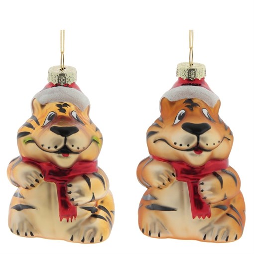 Украшение новогоднее "Тигр", L6,5 W6,5 H10,5 см, 2в. - фото 375577