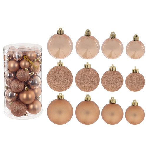 Украшение новогоднее "Шар", набор из 24-х шт, D 6/5/5/3 см, L14 W14 H26 см - фото 376828