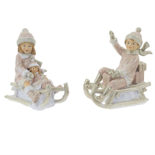 Фигурка декоративная "Ребёнок на санках", 2 в., L9 W5,5 H10,5 см, 2в. - фото 376976