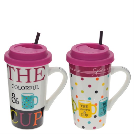 Кружка с крышкой, 550 мл, L13 W10 H16 см, 2в. - фото 379939