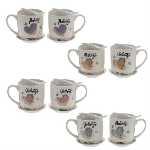 Кружка с ложкой, набор из 2-х шт, 350 мл,  L12,5 W8 H9 см, 4в. - фото 381019