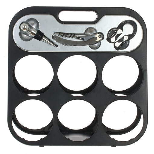 Подставка для бутылок с набором сомелье (3 предмета), L30,5 W15 H30,5 см - фото 381554