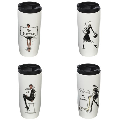 Стакан с крышкой, 500 мл, L8 W8 H17,5 см, 4в. - фото 383470