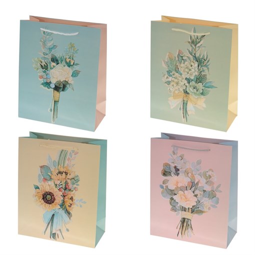 Пакет подарочный (бумага, плотность 210г/м2, блок 12шт, Блок - вид), L26 W12 H32 см, 4в. - фото 383995