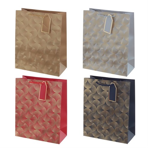 Пакет подарочный (бумага, плотность 210г/м2, блок 12шт), L26 W12 H32 см, 4в. - фото 384760