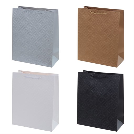Пакет подарочный (бумага, плотность 210г/м2, блок 12шт), L26 W12 H32 см, 4в. - фото 384799