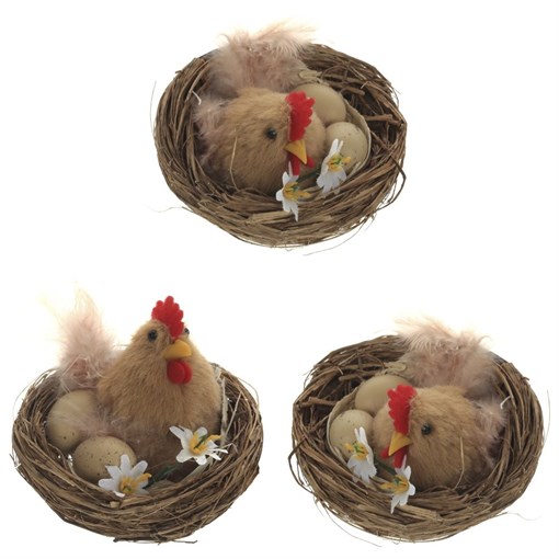 Изделие декоративное "Курица в гнезде", L9 W9 H7 см, 3в. - фото 386629