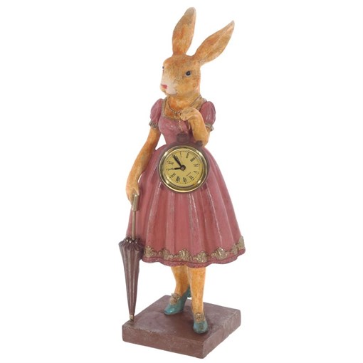 Фигурка декоративная "Зайчиха" с часами, L13 W10 H34 см - фото 386883