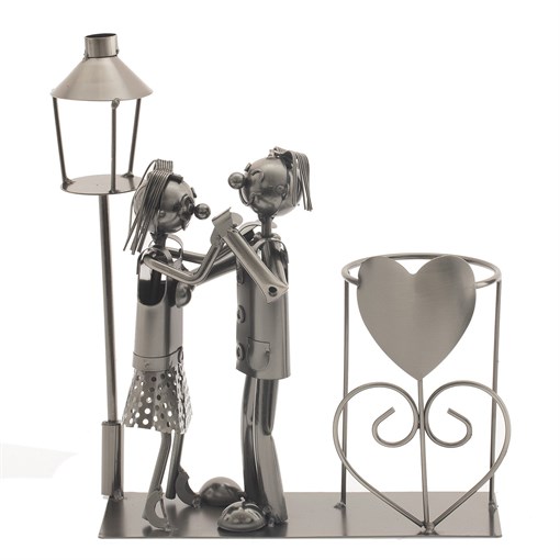 Подставка для бутылки "Влюбленнная пара", L28 W11 H28,5 см - фото 386936