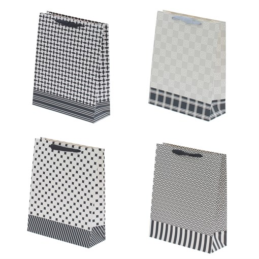 Пакет подарочный (бумага, плотность 210г/м2, блок 12шт), L26 W10 H32 см, 4в. - фото 386972