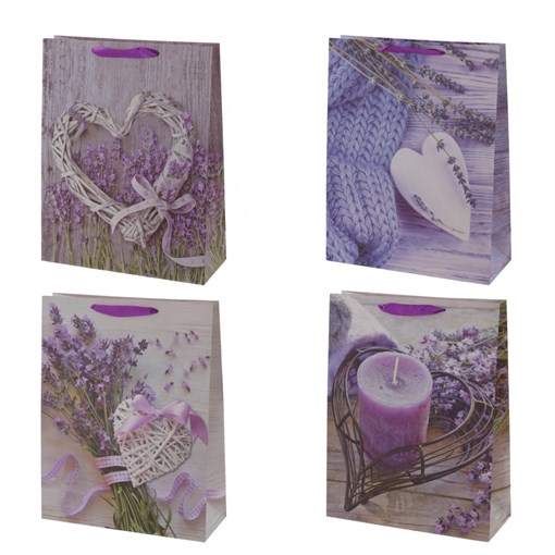 Пакет подарочный (бумага, плотность 210г/м2, блок 12шт), L26 W10 H32 см, 4в. - фото 387002