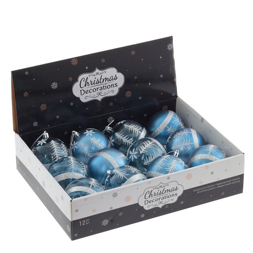 Украшение новогоднее "Шар", набор из 12-ти шт, D 8 см, L35 W27 H9 см - фото 387138