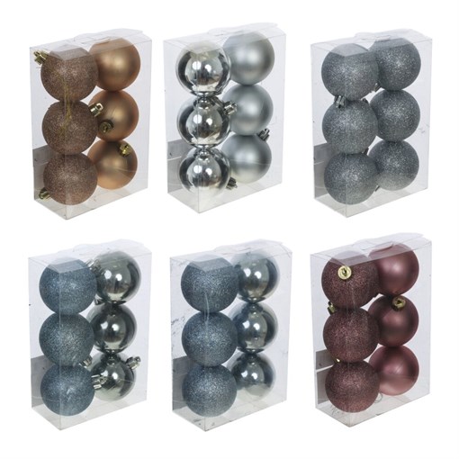 Украшение новогоднее "Шар", набор из 6 шт, D6 см, 6в. - фото 387515