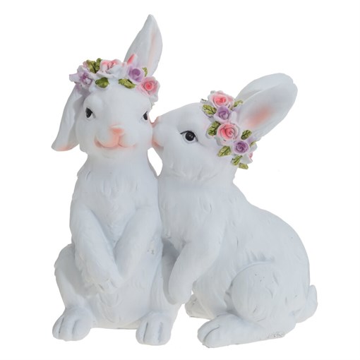 Фигурка декоративная "Зайцы", L16 W9,5 H19 см - фото 387582