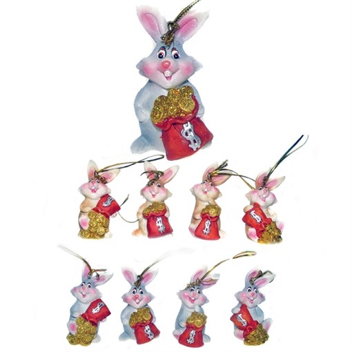 Новогоднее украшение "Заяц", L3 W3 H5 см, 8в. - фото 387795
