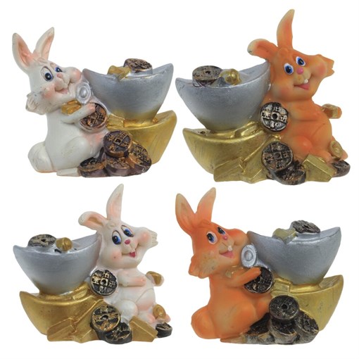 Фигурка декоративная "Заяц", L5,5 W2,5 H5 см, 4в. - фото 388013