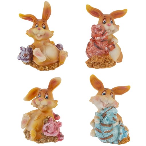 Фигурка декоративная "Заяц", L4,5 W5 H8 см, 4в. - фото 388023
