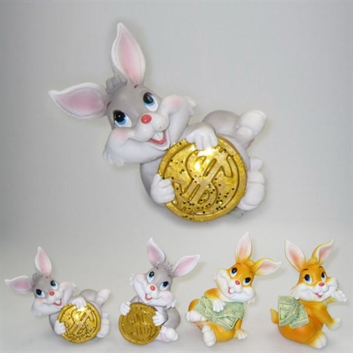 Фигурка декоративная "Заяц", L7 W5,5 H8,5 см, 4в. - фото 388133