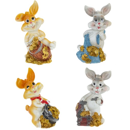 Фигурка декоративная "Заяц", L3,5 W2,5 H6,5 см, 4в. - фото 388153