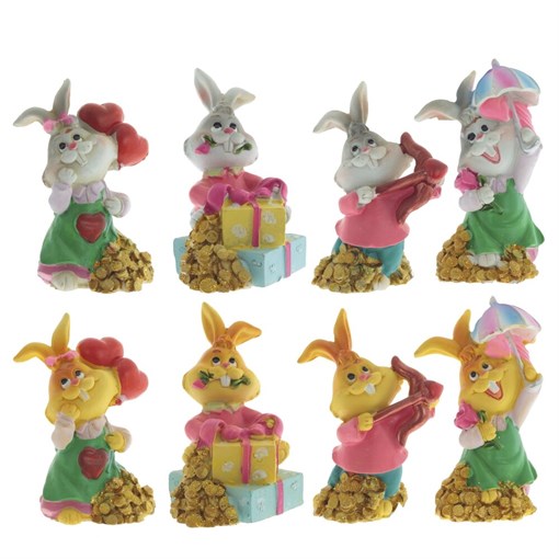 Фигурка декоративная "Заяц", L4 W4 H7 см, 8в. - фото 388175