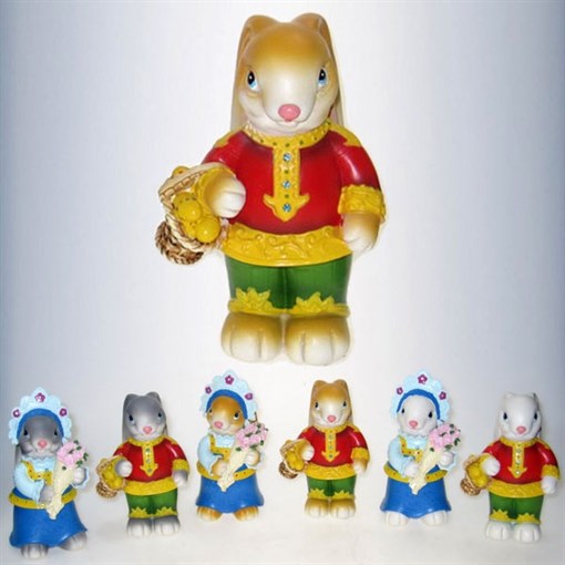 Фигурка декоративная "Заяц", L8 W6 H11 см, 6в. - фото 388301