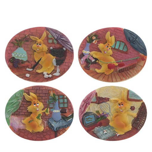 Магнит "Заяц", L8 W1 H7 см, 4в. - фото 388605