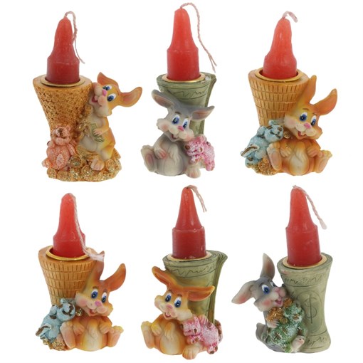 Подсвечник "Заяц", L5,5 W3,5 H8 см, 8в. - фото 388681