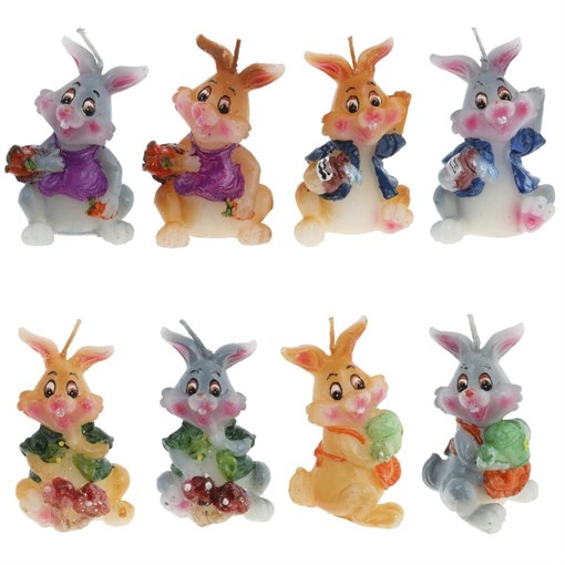 Свеча "Заяц", L4 W4 H7 см, 8в. - фото 388701