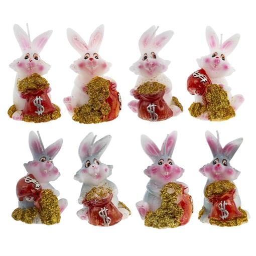 Свеча "Заяц", L5 W5 H7 см, 8в. - фото 388904