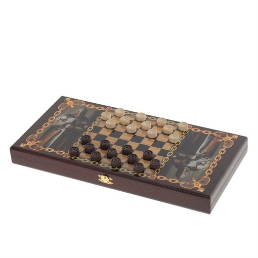 Игра настольная 2 в 1 "Рыцарь-21" (нарды, шашки), L40 W20 H4 см - фото 388958
