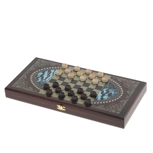 Игра настольная 2 в 1 "Сокол-21" (нарды, шашки), L40 W20 H4 см - фото 388970