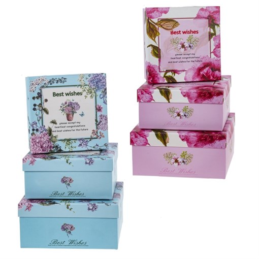 Коробка подарочная, набор из 3-х шт, L19 W19 H9 см, 2в. - фото 389185