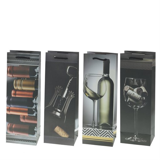 Пакет подарочный (бумага, плотность 210г/м2, блок 12шт), L12 W9 H35 см, 4в. - фото 389212