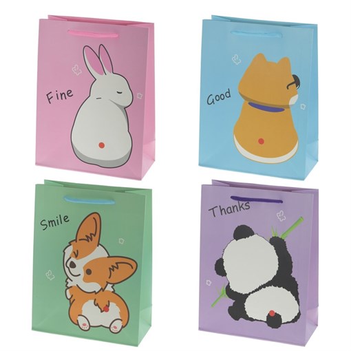 Пакет подарочный (бумага, плотность 210г/м2, блок 12шт), L18 W9 H24 см, 4в. - фото 389247