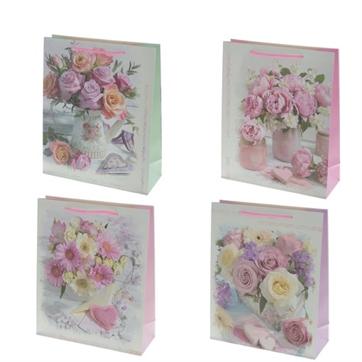 Пакет подарочный (бумага, плотность 210г/м2, блок 12шт), L26 W10 H32 см, 4в. - фото 389257