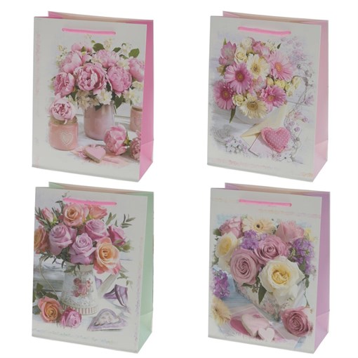 Пакет подарочный (бумага, плотность 210г/м2, блок 12шт), L31 W12 H40 см, 4в. - фото 389262